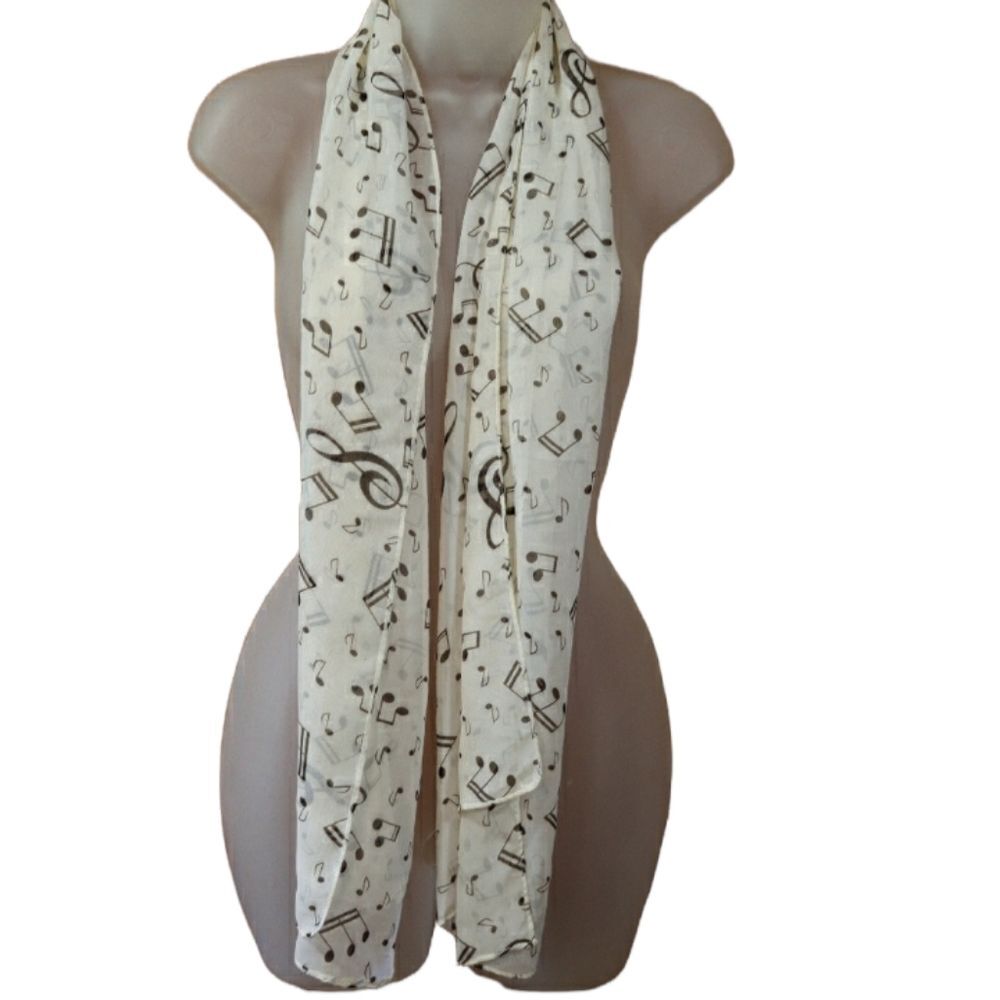 Vintage Music Note Treble Cleft Sheer Scarf